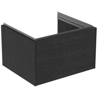 IDEAL STANDARD CONCA - Toaletní stolek 600x505x370 mm, dubová dýha s fládrováním, 1 zásuvka - bez úchytky, plný výsuv, otevírání push-to-open, SoftClosing, předmontováno, dřevo z udržitelných zdrojů, pravá dřevěná dýha #T4577Y4 - dub fládrovaný