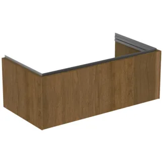 IDEAL STANDARD CONCA - toaletní stolek 1000x505x370 mm v dekoru tmavý ořech, 1 zásuvka - bez úchytky, s plným výsuvem, otevírání push-to-open, soft-close, předmontovaný, dřevo z udržitelných zdrojů, dýha z pravého dřeva #T4579Y5 - tmavý ořech