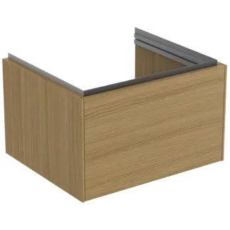 IDEAL STANDARD CONCA - Toaletní stolek 600x505x370 mm ve světlé dubové dýze, 1 zásuvka - bez úchytek, s plným výsuvem, s otevíráním Push-to-open, SoftClosing, předem smontovaný, dřevo z udržitelných zdrojů, pravá dřevěná dýha #T4577Y6 - světlý dub