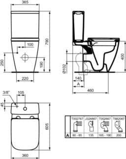 IDEAL STANDARD I.LIFE S - Podlahové WC pro kombinaci (otevřená záda) 360x600x400 mm v bílém lesku, horizontální odtok - Bezokrajová splachovací technologie RimLS+ #T459601 - Bílá (Alpine), obrázek 5