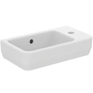 IDEAL STANDARD I.LIFE S - Umyvadlo s ručním oplachováním 450x250x140 mm v bílé lesklé barvě, 1 otvor pro baterii, s přepadem - Prostorově úsporné umyvadlo #T458601 - Bílá (Alpine)