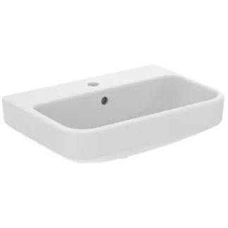 IDEAL STANDARD I.LIFE S - Umyvadlo 550x380x180 mm v bílé barvě, 1 otvor pro baterii, s přepadem - Prostorově úsporné umyvadlo, IdealPlus #T4584MA - Bílá (Alpine) s Ideal Plus