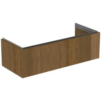 IDEAL STANDARD CONCA - toaletní stolek 1200x505x370 mm v dekoru tmavý ořech, 1 zásuvka - bez úchytky, s plným výsuvem, otevírání push-to-open, soft-close, předmontovaný, dřevo z udržitelných zdrojů, dýha z pravého dřeva #T4580Y5 - tmavý ořech