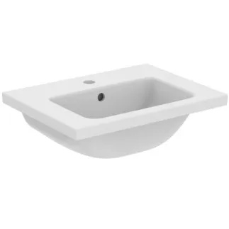 IDEAL STANDARD I.LIFE S - Nábytkové umyvadlo 510x385x180 mm v bílé barvě, 1 otvor pro baterii, s přepadem - prostorově úsporné umyvadlo, IdealPlus #T4591MA - White (Alpine) s Ideal Plus