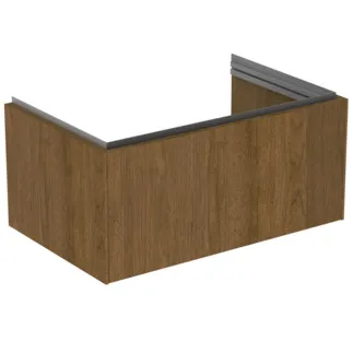 IDEAL STANDARD CONCA - toaletní skříňka 800x505x370 mm v dekoru tmavý ořech, 1 zásuvka - bez úchytky, s plným výsuvem, otevírání push-to-open, soft-close, předem smontovaná, dřevo z udržitelných zdrojů, dýha z pravého dřeva #T4578Y5 - tmavý ořech
