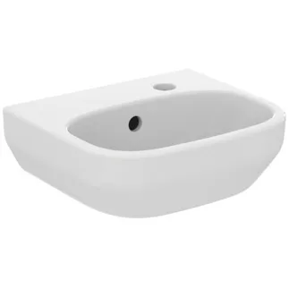 IDEAL STANDARD I.LIFE A - Umyvadlo s ručním oplachováním 350x300x150 mm, bílé lesklé, 1 otvor pro baterii, s přepadem - Prostorově úsporné umyvadlo #T466901 - Bílá (Alpine)