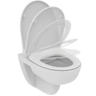 IDEAL STANDARD I.LIFE A - Závěsný WC balíček 365x545x370 mm v bílé lesklé barvě, plné splachování CL1 3,9 - 6 l/min, horizontální odtok - CL1, CL2, technologie splachování bez okrajů RimLS+, SoftClosing WC #T467001 - bílá (Alpine)