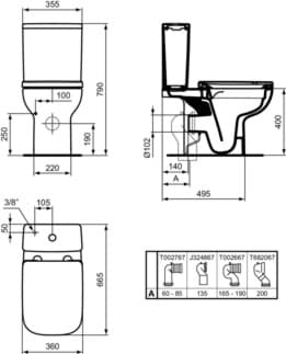 IDEAL STANDARD I.LIFE A - splachovací nádržka na WC 365x150x390 mm, mechanická v bílé lesklé barvě - 6/3l technologie dvojitého splachování #T472401 - Bílá (Alpine), obrázek 5