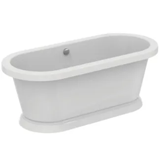 IDEAL STANDARD CALLA - Oválná vana 1805x805x630 mm v bílé lesklé barvě, bez otvoru pro baterii, s přepadem, s výsuvným odpadem - odolná proti detergentům, odolná proti světlu #T500401 - Bílá (Alpine)