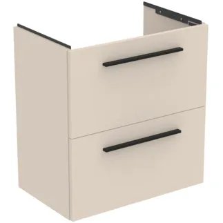 IDEAL STANDARD I.LIFE S - Toaletní stolek 600x375x630 mm v pískově béžové matné barvě, 2 zásuvky - SoftClosing, Úspora místa, Předmontováno, Dřevo z udržitelných zdrojů #T5293NF - Pískově béžová barva
