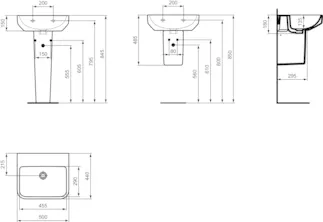 IDEAL STANDARD I.LIFE B - Umyvadlo 500x440x180 mm v bílém lesku, bez otvoru pro baterii, bez přepadu #T534101 - Bílá (Alpine), obrázek 5