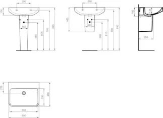 IDEAL STANDARD I.LIFE B - Umyvadlo 600x480x180 mm v bílém lesku, bez otvoru pro baterii, bez přepadu #T533901 - Bílá (Alpine), obrázek 5