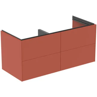 IDEAL STANDARD CONCA - Toaletní stolek 1200x505x550 mm v matném laku Sunset, 4 zásuvky - bez úchytky, plný výsuv, otevírání push-to-open, SoftClosing, předmontované, dřevo z udržitelných zdrojů #T5517Y3 - Sunset matt