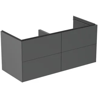 IDEAL STANDARD CONCA - toaletní skříňka 1200x505x550 mm, antracitově matný lak, 4 zásuvky - bez úchytky, plný výsuv, otevírání push-to-open, SoftClosing, předem smontovaná, dřevo z udržitelných zdrojů #T5517Y2 - antracitově matný