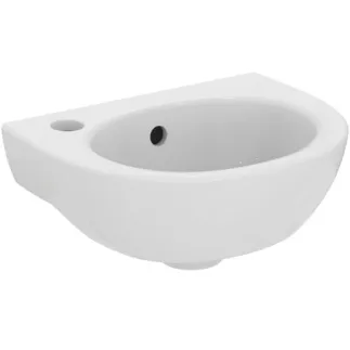 IDEAL STANDARD EUROVIT - Umyvadlo s ručním oplachováním 350x260x160 mm v bílé lesklé barvě, 1 otvor pro baterii, s přepadem - Prostorově úsporné umyvadlo #W330001 - Bílá (Alpine)