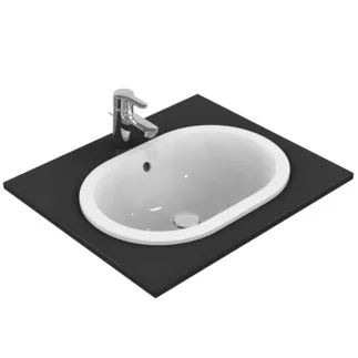 IDEAL STANDARD CONNECT - Vestavné umyvadlo 550x380x175 mm v bílém lesku, bez otvoru pro baterii, s přepadem - Prostorově úsporné umyvadlo #E504701 - Bílá (Alpine)