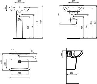 IDEAL STANDARD EUROVIT - Nástěnný sloupek 210x335x275 mm v bílém lesku #V921101 - Bílá (Alpská), obrázek 2