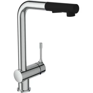 IDEAL STANDARD CERALOOK - Kuchyňská baterie 119x270x361 mm, svislá vzdálenost od středu výtoku 225 mm, chrom, 9 l/min (3 bary) - EasyFix, technologie Click, EPD, FirmaFlow, 2 druhy proudu, vytahovací ruční sprcha, povrch SmartShine #BC178AA - chrom