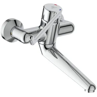 IDEAL STANDARD CERAPLUS - Nástěnná umyvadlová baterie, svislá vzdálenost od středu výtoku 200 mm, chrom, 20 l/min (3 bary), bez výsuvného odpadu - Sekvenční kartuše, EPD, FirmaFlow, povrch SmartShine #B8225AA - Chrome