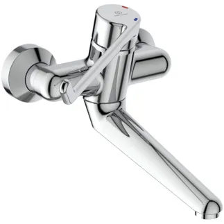 IDEAL STANDARD CERAPLUS - Nástěnná umyvadlová baterie, svislá vzdálenost od středu výtoku 200 mm, chrom, 20 l/min (3 bary), bez výsuvného odpadu - Sekvenční kartuše, EPD, FirmaFlow, povrch SmartShine #B8317AA - Chrome