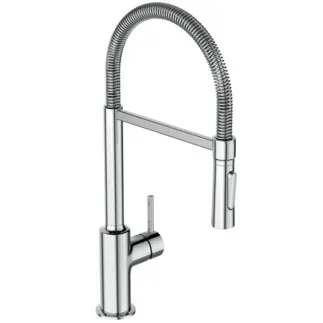 IDEAL STANDARD CERALOOK - Kuchyňská baterie 111x265x430 mm, svislá vzdálenost od středu výtoku 215 mm, chrom, 6,7 l/min (3 bary) - EasyFix, skrytý perlátor, 2 druhy proudu, výsuvná ruční sprcha, povrch SmartShine #BC302AA - chrom