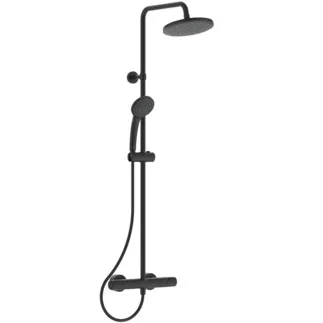 IDEAL STANDARD CERATHERM T25 - Sprchový systém AP 315x492,5x1117 mm v černé barvě, 12,0 l/min (3 bar) - Termostatická funkce, úspora vody a energie, CoolBody, bezpečnostní zámek #A7545XG - Silk Black