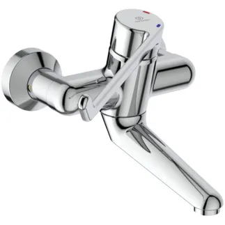 IDEAL STANDARD CERAPLUS - Nástěnná umyvadlová baterie, svislá vzdálenost od středu výtoku 150 mm, chrom, 20 l/min (3 bary), bez výsuvného odpadu - Sekvenční kartuše, EPD, FirmaFlow, povrch SmartShine #B8223AA - Chrome