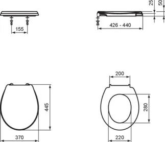 IDEAL STANDARD Sendvičové sedátko 370x440x45 mm v bílém lesku - SoftClosing WC #W303001 - White (Alpine), obrázek 8