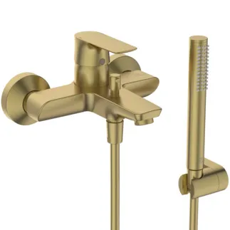 IDEAL STANDARD CONNECT AIR - Vanová sprchová baterie 220x193x121 mm, svislá vzdálenost od středové výpusti 174 mm, broušené zlato, 20 l/min (3 bary) - technologie Click, EPD, FirmaFlow, PVD technologie #A7056A2 - Brushed Gold