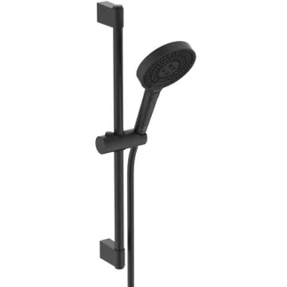IDEAL STANDARD IDEALRAIN SOLOS - Sprchová kombinace se sprchovou tyčí v černé barvě, 8 l/min (3 bary) - Variabilní režimy proudu, omezovač průtoku, široká sprcha #A7897XG - Silk Black