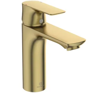 IDEAL STANDARD CONNECT AIR - umyvadlová baterie 48x180x176 mm, svislá vzdálenost od středu výpusti 125 mm, broušené zlato, 5 l/min (3 bar), s výsuvným odpadem - EasyFix, perlátor, technologie click, omezovač průtoku, EPD, FirmaFlow, PVD technologie #A7053A2 - Brushed Gold