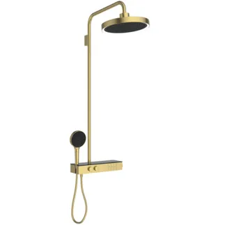 IDEAL STANDARD CERATHERM SOLOS - Sprchový systém AP 434x682x1211 mm v barvě kartáčovaného zlata, 12,0 l/min (3 bary) - Termostatická funkce, Úspora vody a energie, PVD technologie #A7883A2 - Brushed Gold