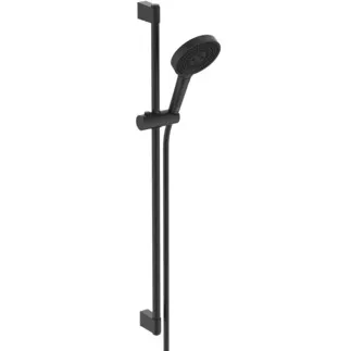 IDEAL STANDARD IDEALRAIN SOLOS - Sprchová kombinace se sprchovou tyčí 162x346x903 mm v černé barvě, 8 l/min (3 bary) - Variabilní režimy proudu, omezovač průtoku, široká sprcha #A7898XG - Silk Black