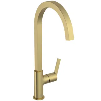 IDEAL STANDARD GUSTO - Kuchyňská baterie 160x254x424 mm, svislá vzdálenost od středu výtoku 204 mm, broušené zlato, 8,3 l/min (3 bary) - EasyFix+, skrytý perlátor, FirmaFlow, PVD technologie #BD411A2 - Brushed Gold