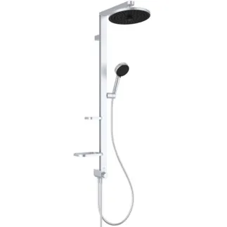 IDEAL STANDARD CERATWIST ALU+ - Sprchový systém AP 338x501x1104 mm ve stříbrné barvě, 12,0 l/min (3 bary) - Variabilní sprchové režimy, WRAS, základní prvky z hliníku #BD585SI
