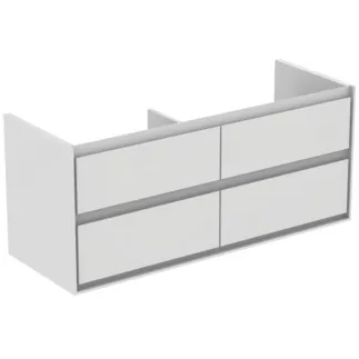 IDEAL STANDARD C.AIR - toaletní stolek 1200x440x517 mm v bílém lesku / bílém matu, 4 zásuvky - SoftClosing, předmontovaný #E0822B2 - bílý lesk / bílý mat