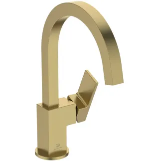 IDEAL STANDARD EXTRA - Umyvadlová baterie 90x221x307 mm, svislá vzdálenost od středu výpusti 190 mm, broušené zlato, 5 l/min (3 bar), bez výsuvného odpadu - EasyFix, skrytý perlátor, omezovač průtoku, FirmaFlow, PVD technologie #BD505A2 - Brushed Gold