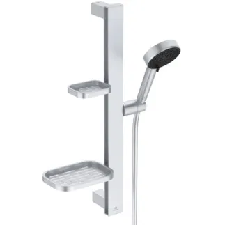IDEAL STANDARD IDEALRAIN ALU+ - Sprchová kombinace se sprchovou lištou 349x157x600 mm ve stříbrné barvě, 8 l/min (3 bary) - Variabilní sprchové režimy, WRAS, omezovač průtoku, základní prvky z hliníku #BD586SI