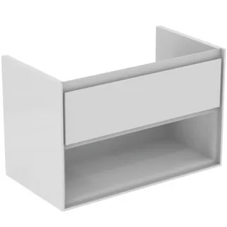 IDEAL STANDARD C.AIR - toaletní stolek 800x440x517 mm v bílém lesku / bílém matu, 1 zásuvka - SoftClosing, předmontovaný #E0827B2 - bílý lesk / bílý mat