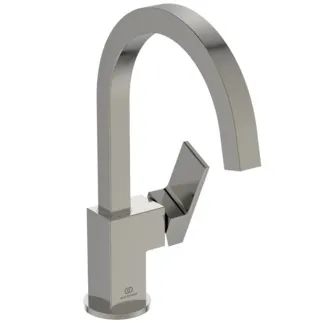 IDEAL STANDARD EXTRA - Umyvadlová baterie 90x221x307 mm, svislá vzdálenost od středu výpusti 190 mm, stříbrná bouře, 5 l/min (3 bar), bez výsuvného odpadu - EasyFix, skrytý perlátor, omezovač průtoku, FirmaFlow, PVD technologie #BD505GN - nerezová ocel