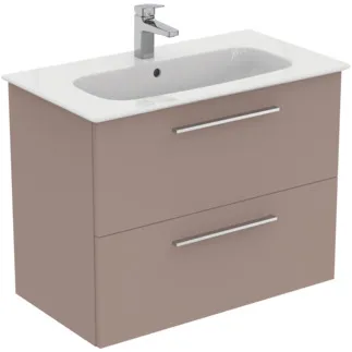IDEAL STANDARD I.LIFE A - Toaletní stolek 840x460x645 mm v béžové matné barvě, 2 zásuvky - SoftClosing, Předmontováno, Dřevo z udržitelných zdrojů #K8743NH - Greige