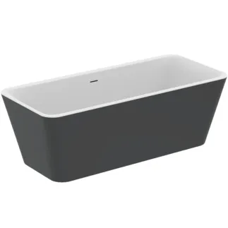 IDEAL STANDARD TONIC II - Volně stojící vana 1800x800x600 mm v černém saténovém provedení, bez otvoru pro baterii, s přepadem, bez výsuvného odpadu - Odolná proti detergentům, odolná proti světlu #K8725V3 - černá