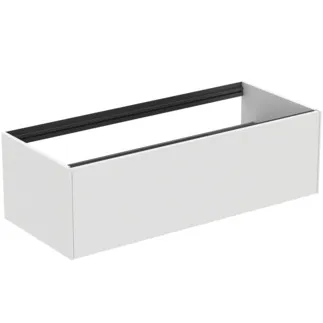 IDEAL STANDARD CONCA - toaletní skříňka 1200x505x360 mm v bílém matném laku, 1 zásuvka - bez úchytky, plný výsuv, otevírání push-to-open, SoftClosing, předem smontovaná, dřevo z udržitelných zdrojů #T3933Y1 - Bílý matný