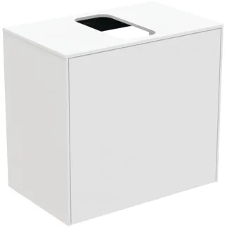 IDEAL STANDARD CONCA - toaletní stolek 602x373x550 mm v bílém matném laku, 2 zásuvky - bez úchytky, plný výsuv, otevírání push-to-open, SoftClosing, prostorově úsporný, předem smontovaný, dřevo z udržitelných zdrojů #T3934Y1 - Bílý matný