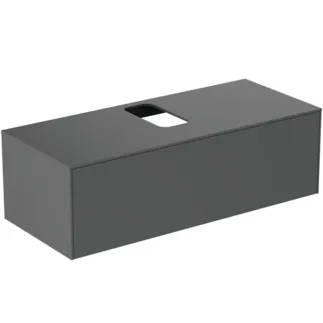 IDEAL STANDARD CONCA - toaletní skříňka 1202x505x370 mm, antracitově matný lak, 1 zásuvka - bez úchytky, plný výsuv, otevírání push-to-open, SoftClosing, předmontovaná, dřevo z udržitelných zdrojů #T3931Y2 - Antracitově matný