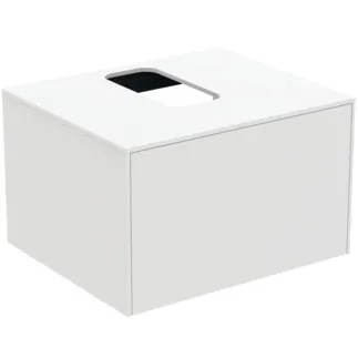 IDEAL STANDARD CONCA - toaletní skříňka 602x505x370 mm v bílém matném laku, 1 zásuvka - bez úchytky, s plným výsuvem, otevírání push-to-open, SoftClosing, předem smontovaná, dřevo z udržitelných zdrojů #T3928Y1 - Bílá matná