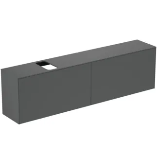IDEAL STANDARD CONCA - toaletní skříňka 1987x373x550 mm, antracitově matný lak, 4 zásuvky - bez úchytky, s plným výsuvem, otevírání push-to-open, SoftClosing, předem smontovaná, dřevo z udržitelných zdrojů #T3998Y2 - antracitově matná