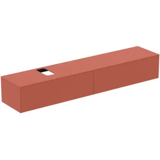 IDEAL STANDARD CONCA - Toaletní stolek 2387x505x370 mm v matném laku Sunset, 2 zásuvky - bez úchytky, plný výsuv, otevírání push-to-open, SoftClosing, předmontované, dřevo z udržitelných zdrojů #T4334Y3 - Sunset matt