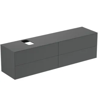 IDEAL STANDARD CONCA - toaletní skříňka 1987x505x550 mm, antracitově matný lak, 4 zásuvky - bez úchytky, s plným výsuvem, otevírání push-to-open, SoftClosing, předem smontovaná, dřevo z udržitelných zdrojů #T3992Y2 - antracitově matná