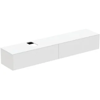 IDEAL STANDARD CONCA - Toaletní stolek 2387x505x370 mm v bílém matném laku, 2 zásuvky - bez úchytky, plný výsuv, otevírání push-to-open, SoftClosing, předem smontované, dřevo z udržitelných zdrojů #T4334Y1 - Bílý matný